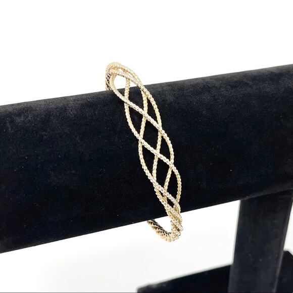VINTAGE Braided Gold Adjustable Bangle Bracelet - Picture 8 of 9